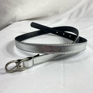 Metallic Silver Double Ring Buckle Belt